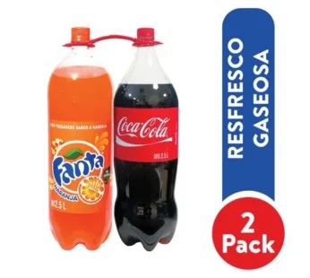 2 Pack De Bebida Gaseosa Coca Cola Y Fanta 2.5 L