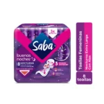 Toalla Sanitaria Saba Buenas Noches Con Alas 8 Unidades Paquete