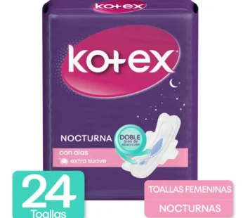 Toallas Femeninas Kotex Nocturna Con Alas 24 Unidades