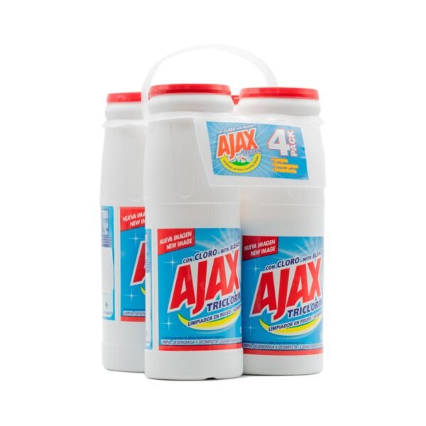 Ajax Triclorín con Cloro Limpiador Multiusos en Polvo 4 Unidades / 600 g