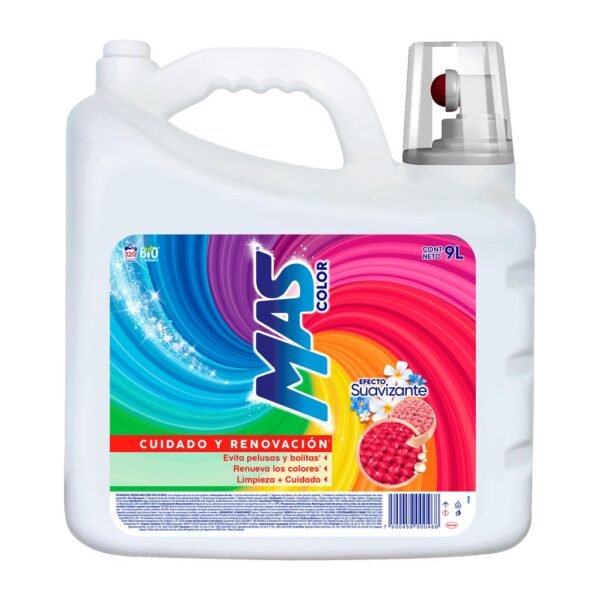 Mas Color Detergente Biodegradable Líquido con Suavizante para Ropa 9 L - 120 Lavadas
