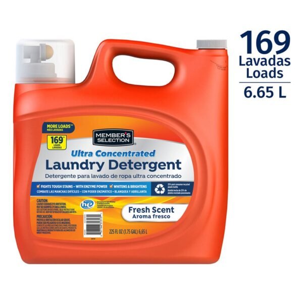 Member's Selection Detergente Líquido Ultra Concentrado para Ropa 6.65 L - 225 oz - 169 Lavadas