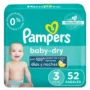 Pañales Pampers Baby-Dry, Talla 3 - 52 Uds