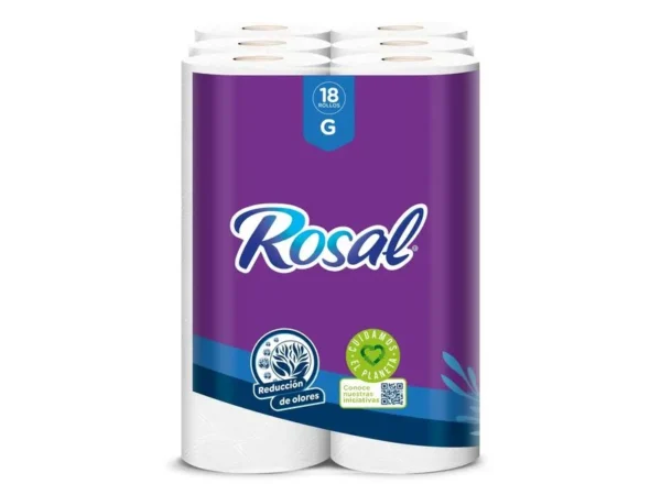 Papel Higiénico Rosal Morado, Triple Hoja - 18 Rollos
