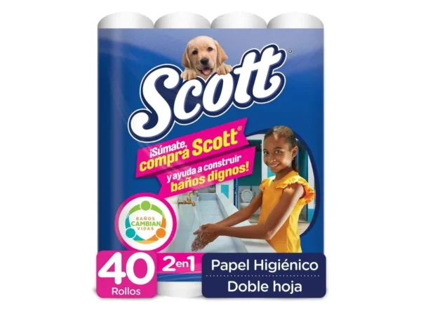Papel Higiénico Scott 2En1 Doble Hoja - 40 Rollos