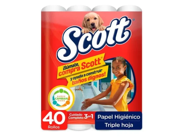 Papel Higiénico Scott Cuidado Completo 3En1 Triple Hoja - 40 rollos