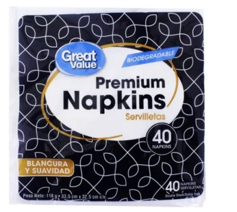 Servilletas premium Great Value biodegrable 40 Uds – 118 g