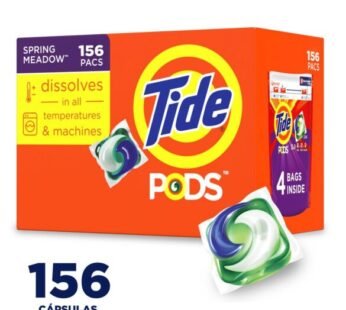 Tide Detergente para Ropa en Pods Spring Meadow 10X Poder de Limpieza 4.02 L – 136 oz – 156 Cápsulas