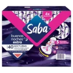 Toallas Femeninas Saba Buenas Noches Extra Flujo Súper Abundante Con Alas - 40 uds